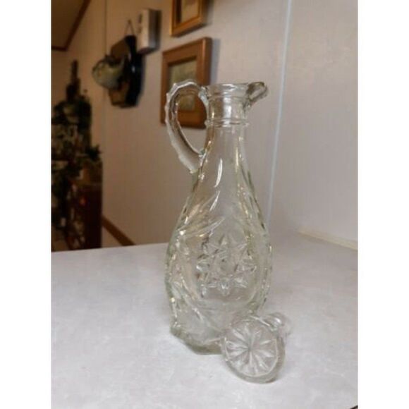 Vintage Anchor Hocking Early American EAPC Prescut Clear Cruet with Lid - Picture 10 of 12